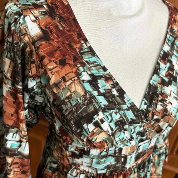 Betsey Johnson abstract print blouse bell sleeve top boho S small - Picture 12 of 13